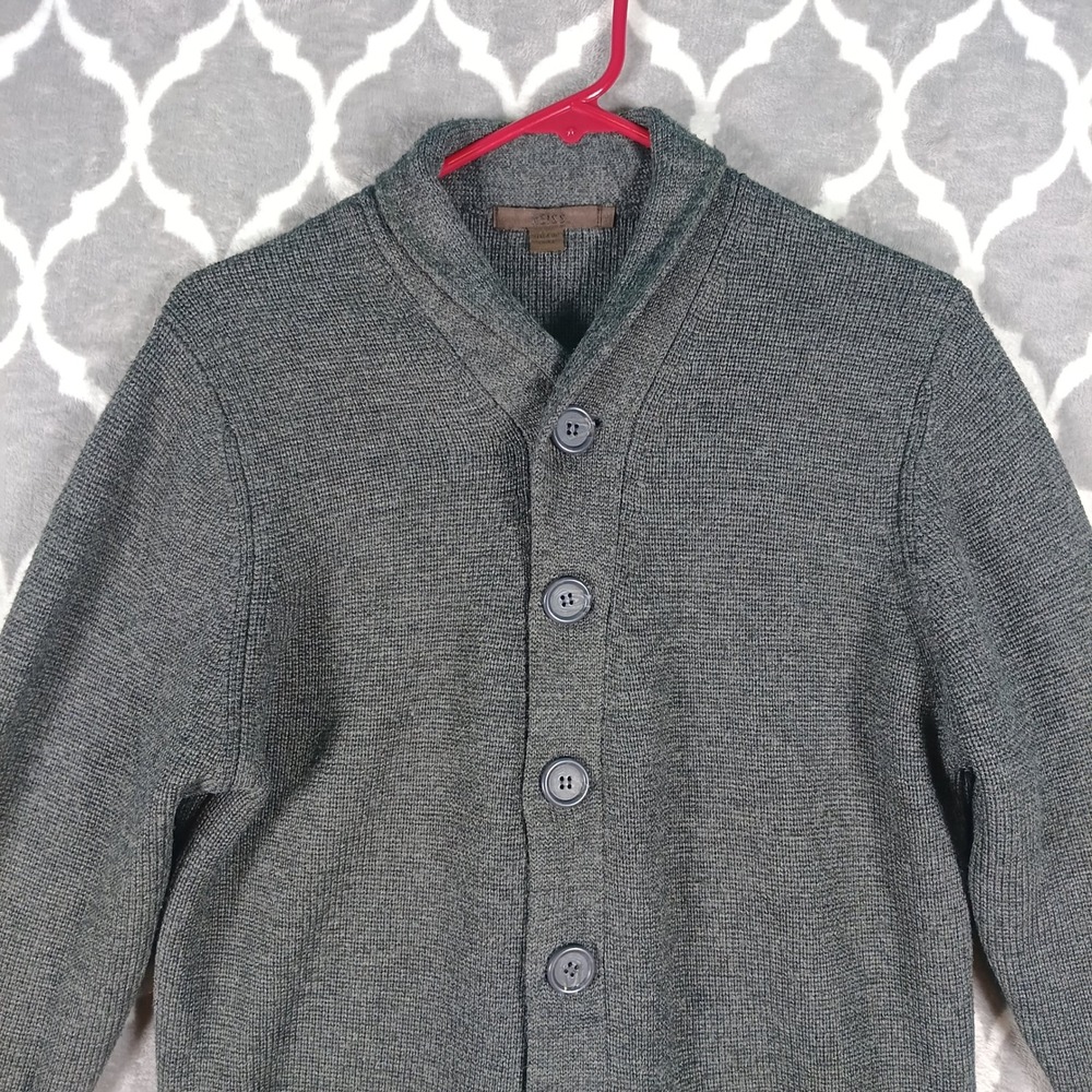 Reiss Cardigan Sweater Men Size M Grey Shawl Collar Button Front Wool Blend Knit